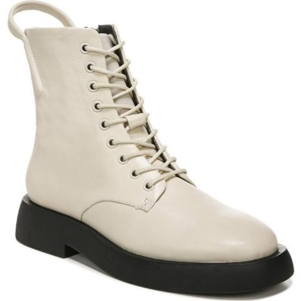 franco sarto Cream Lace-Up Ankle Boots